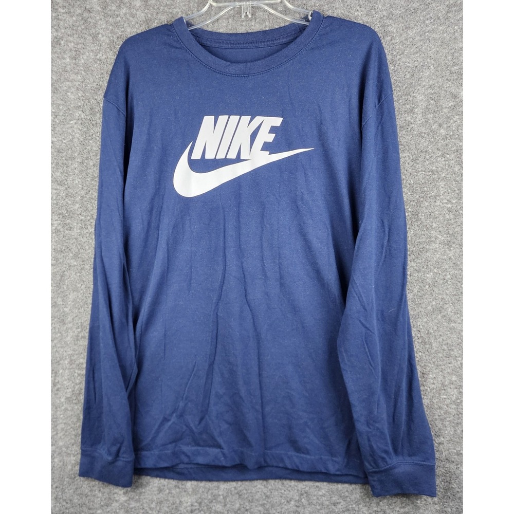 Nike T-Shirt Mens XXL CI6291-410 Navy Blue Long Sleeve Futura Logo EUC
